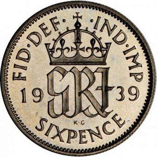 Sixpence Reverse Image minted in UNITED KINGDOM in 1939 (1937-52 - George VI)  - The Coin Database