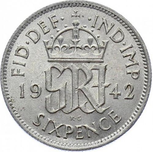 Sixpence Reverse Image minted in UNITED KINGDOM in 1942 (1937-52 - George VI)  - The Coin Database