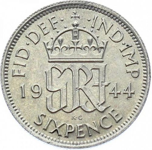 Sixpence Reverse Image minted in UNITED KINGDOM in 1944 (1937-52 - George VI)  - The Coin Database