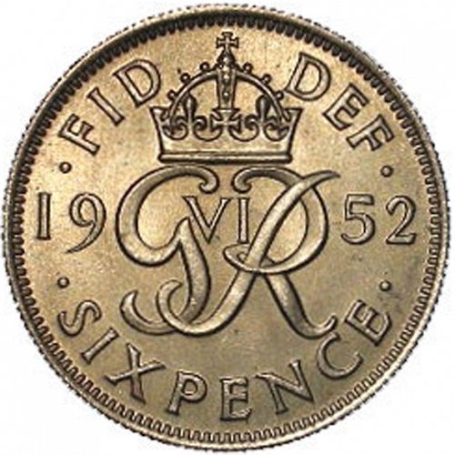 Sixpence Reverse Image minted in UNITED KINGDOM in 1952 (1937-52 - George VI)  - The Coin Database
