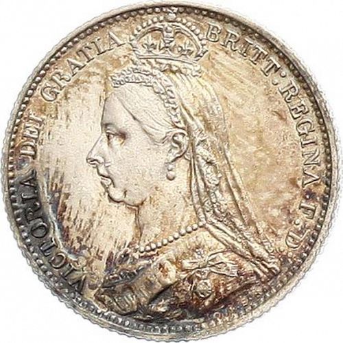 Sixpence Obverse Image minted in UNITED KINGDOM in 1887 (1837-01  -  Victoria)  - The Coin Database