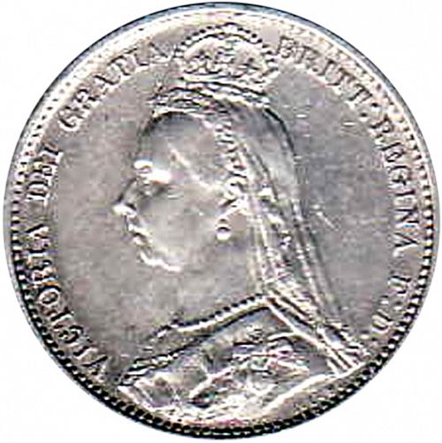 Sixpence Obverse Image minted in UNITED KINGDOM in 1887 (1837-01  -  Victoria)  - The Coin Database