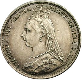 Sixpence Obverse Image minted in UNITED KINGDOM in 1891 (1837-01  -  Victoria)  - The Coin Database