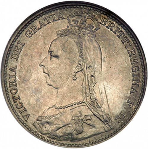 Sixpence Obverse Image minted in UNITED KINGDOM in 1893 (1837-01  -  Victoria)  - The Coin Database