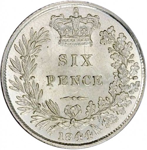 Sixpence Reverse Image minted in UNITED KINGDOM in 1844 (1837-01  -  Victoria)  - The Coin Database