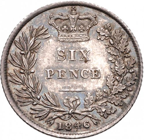 Sixpence Reverse Image minted in UNITED KINGDOM in 1846 (1837-01  -  Victoria)  - The Coin Database