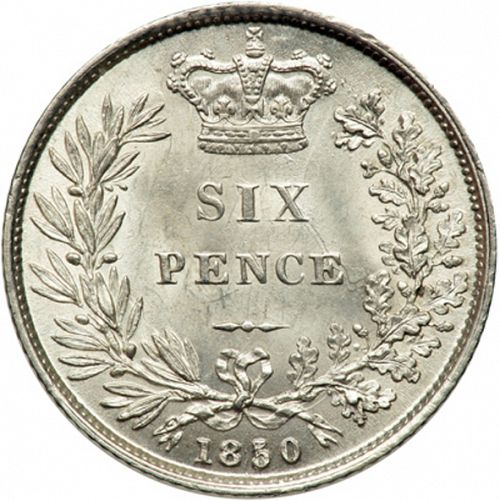 Sixpence Reverse Image minted in UNITED KINGDOM in 1850 (1837-01  -  Victoria)  - The Coin Database