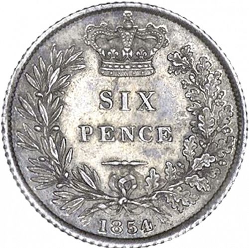 Sixpence Reverse Image minted in UNITED KINGDOM in 1853 (1837-01  -  Victoria)  - The Coin Database