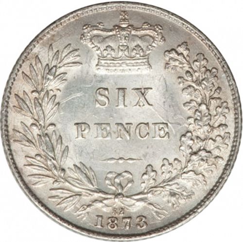 Sixpence Reverse Image minted in UNITED KINGDOM in 1873 (1837-01  -  Victoria)  - The Coin Database