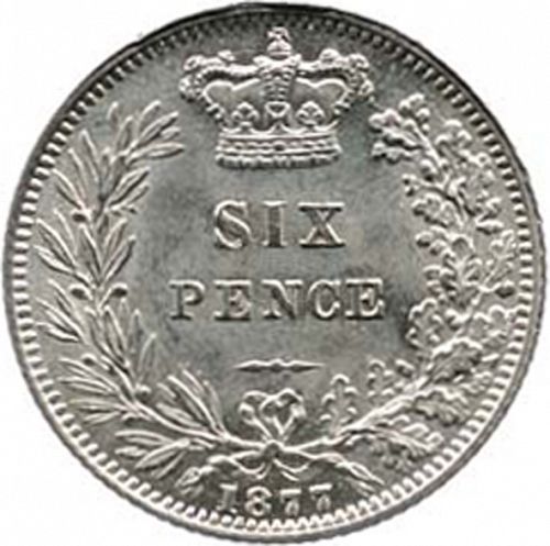 Sixpence Reverse Image minted in UNITED KINGDOM in 1877 (1837-01  -  Victoria)  - The Coin Database