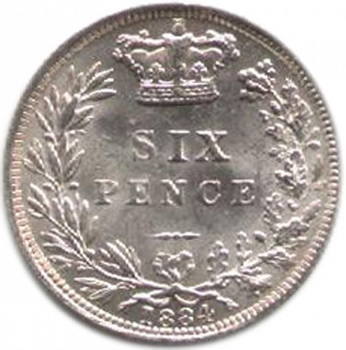 Sixpence Reverse Image minted in UNITED KINGDOM in 1884 (1837-01  -  Victoria)  - The Coin Database