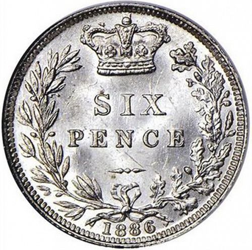 Sixpence Reverse Image minted in UNITED KINGDOM in 1886 (1837-01  -  Victoria)  - The Coin Database
