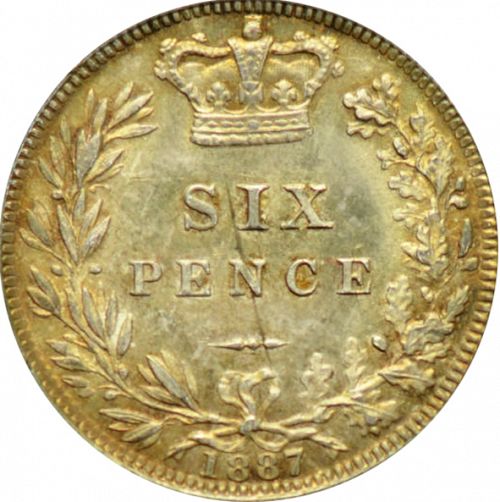 Sixpence Reverse Image minted in UNITED KINGDOM in 1887 (1837-01  -  Victoria)  - The Coin Database