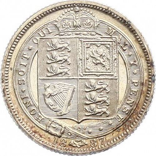 Sixpence Reverse Image minted in UNITED KINGDOM in 1887 (1837-01  -  Victoria)  - The Coin Database