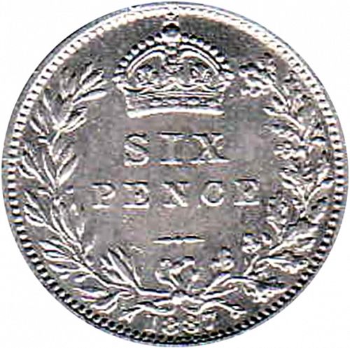 Sixpence Reverse Image minted in UNITED KINGDOM in 1887 (1837-01  -  Victoria)  - The Coin Database