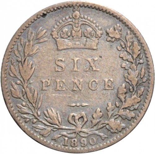 Sixpence Reverse Image minted in UNITED KINGDOM in 1890 (1837-01  -  Victoria)  - The Coin Database