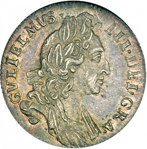 Sixpence Obverse Image minted in UNITED KINGDOM in 1696 (1694-01 - William III)  - The Coin Database