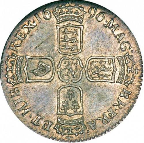 Sixpence Reverse Image minted in UNITED KINGDOM in 1696 (1694-01 - William III)  - The Coin Database