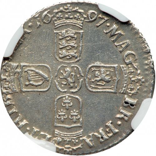 Sixpence Reverse Image minted in UNITED KINGDOM in 1697B (1694-01 - William III)  - The Coin Database