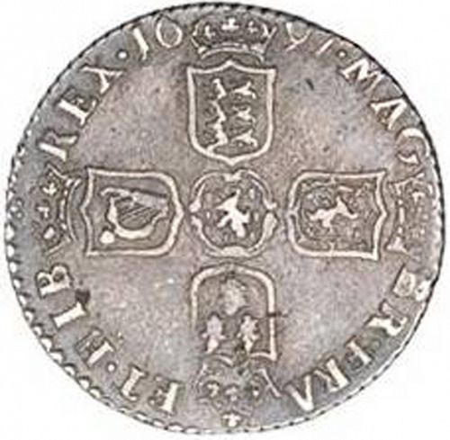 Sixpence Reverse Image minted in UNITED KINGDOM in 1697C (1694-01 - William III)  - The Coin Database