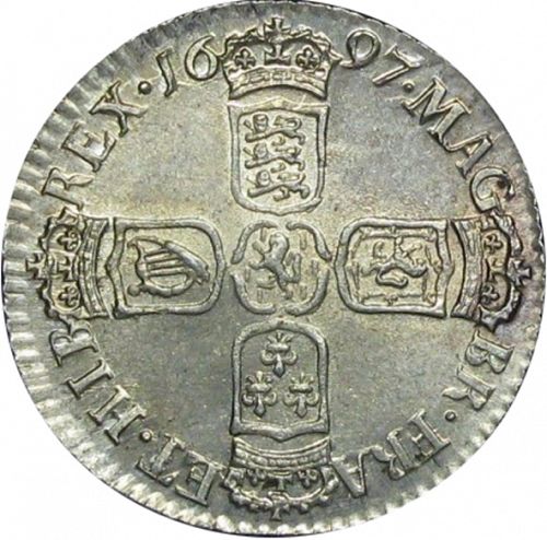 Sixpence Reverse Image minted in UNITED KINGDOM in 1697 (1694-01 - William III)  - The Coin Database