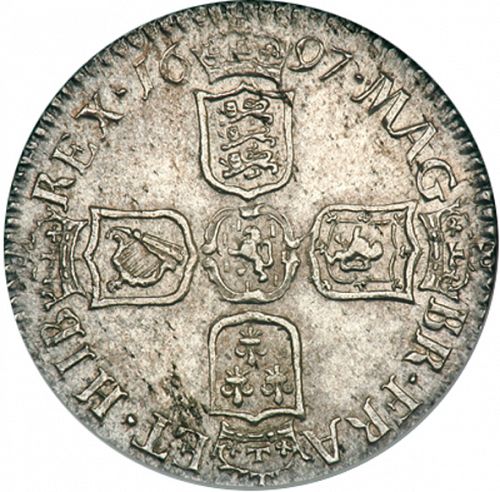 Sixpence Reverse Image minted in UNITED KINGDOM in 1697 (1694-01 - William III)  - The Coin Database