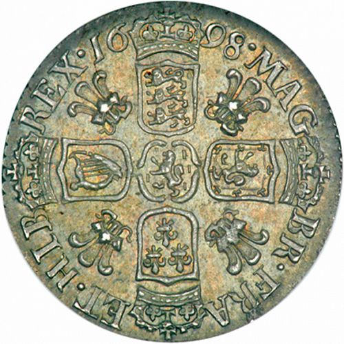 Sixpence Reverse Image minted in UNITED KINGDOM in 1698 (1694-01 - William III)  - The Coin Database