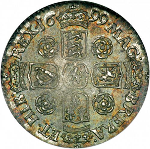 Sixpence Reverse Image minted in UNITED KINGDOM in 1699 (1694-01 - William III)  - The Coin Database