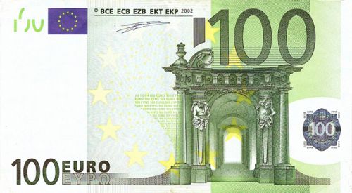 100 € Obverse Image minted in · Euro notes in 2002S (1st Series - Architectural style 