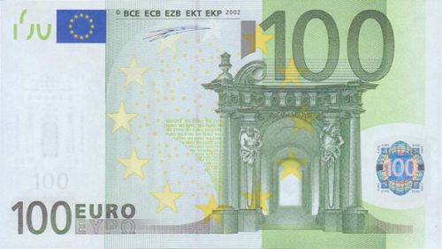 100 € Obverse Image minted in · Euro notes in 2002V (1st Series - Architectural style 