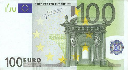 100 € Obverse Image minted in · Euro notes in 2002P (1st Series - Architectural style 