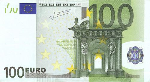 100 € Obverse Image minted in · Euro notes in 2002S (1st Series - Architectural style 