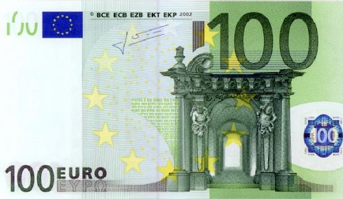 100 € Obverse Image minted in · Euro notes in 2002X (1st Series - Architectural style 