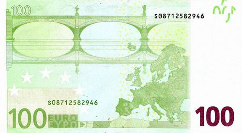 100 € Reverse Image minted in · Euro notes in 2002S (1st Series - Architectural style 
