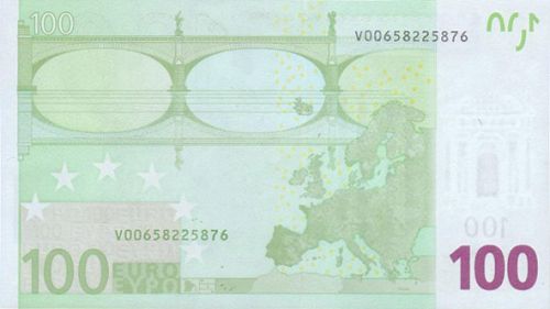 100 € Reverse Image minted in · Euro notes in 2002V (1st Series - Architectural style 