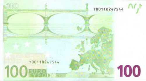 100 € Reverse Image minted in · Euro notes in 2002Y (1st Series - Architectural style 
