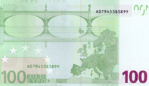 100 € Reverse Image minted in · Euro notes in 2002X (1st Series - Architectural style 