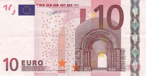 10 € Obverse Image minted in · Euro notes in 2002P (1st Series - Architectural style 