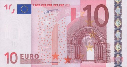 10 € Obverse Image minted in · Euro notes in 2002V (1st Series - Architectural style 