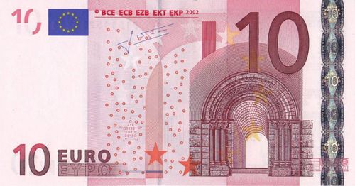 10 € Obverse Image minted in · Euro notes in 2002P (1st Series - Architectural style 
