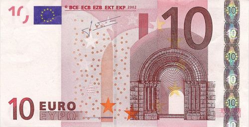 10 € Obverse Image minted in · Euro notes in 2002U (1st Series - Architectural style 