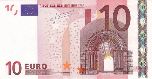 10 € Obverse Image minted in · Euro notes in 2002X (1st Series - Architectural style 
