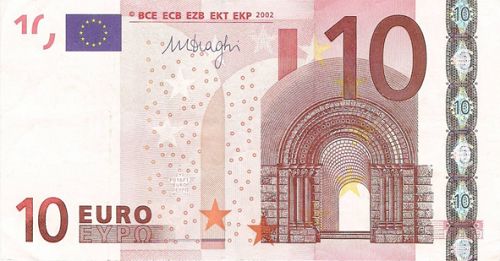 10 € Obverse Image minted in · Euro notes in 2002X (1st Series - Architectural style 