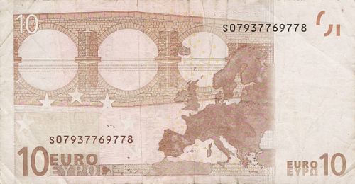 10 € Reverse Image minted in · Euro notes in 2002S (1st Series - Architectural style 