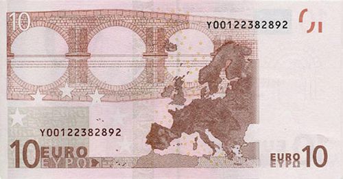 10 € Reverse Image minted in · Euro notes in 2002Y (1st Series - Architectural style 
