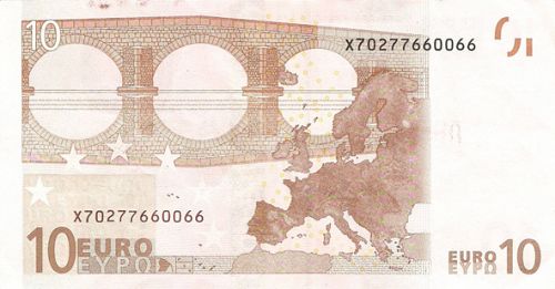 10 € Reverse Image minted in · Euro notes in 2002X (1st Series - Architectural style 