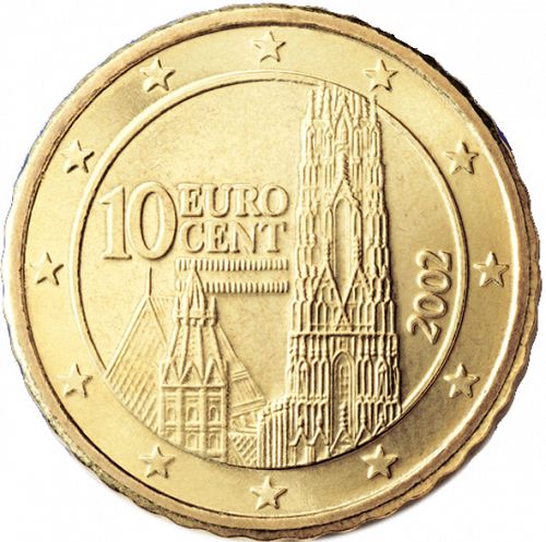 10 cent Obverse Image minted in AUSTRIA in 2002 (1st Series)  - The Coin Database