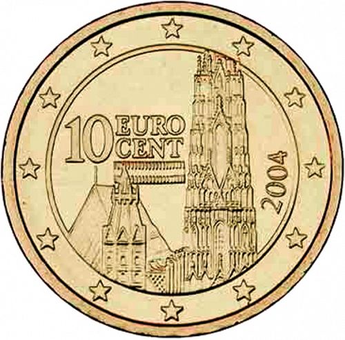 10 cent Obverse Image minted in AUSTRIA in 2004 (1st Series)  - The Coin Database