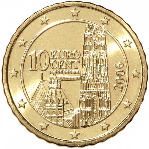 10 cent Obverse Image minted in AUSTRIA in 2006 (1st Series)  - The Coin Database