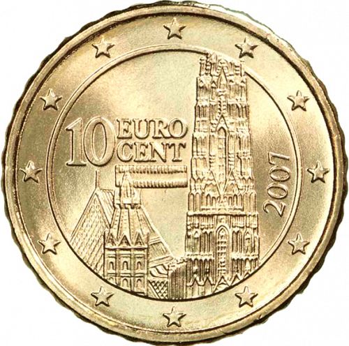 10 cent Obverse Image minted in AUSTRIA in 2007 (1st Series)  - The Coin Database